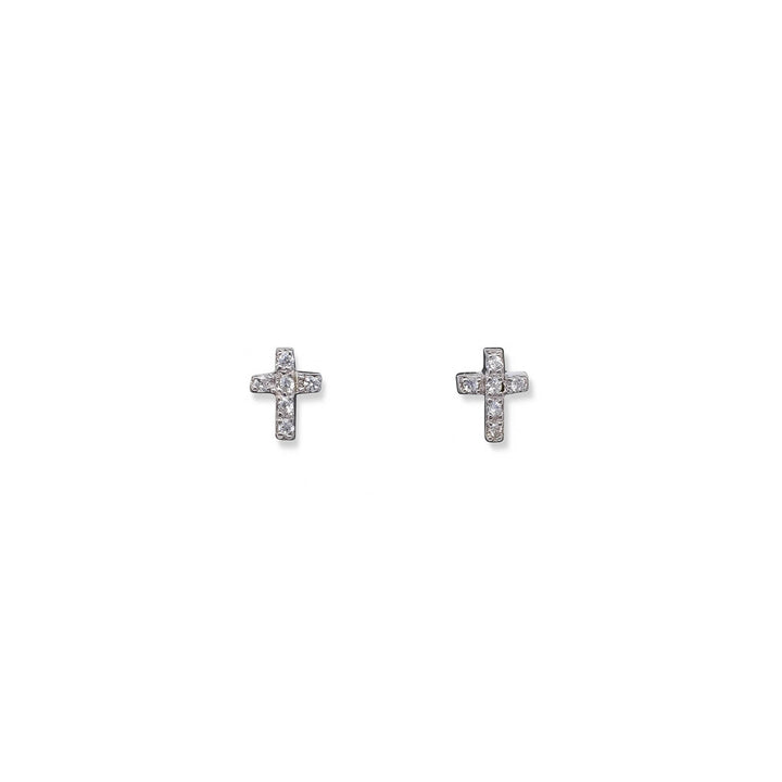 Kreuz Ohrstecker mit Zirkonia