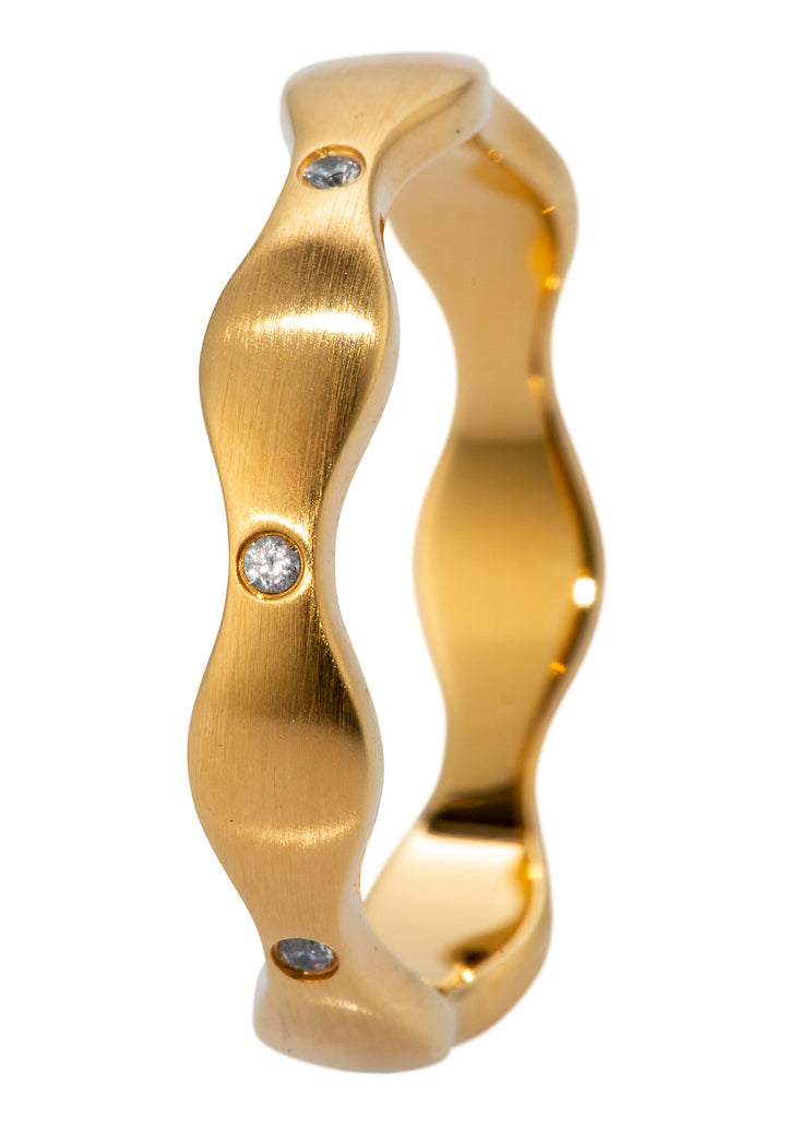 Edelstahl Ring PVD Gold mit Zirkonia R853