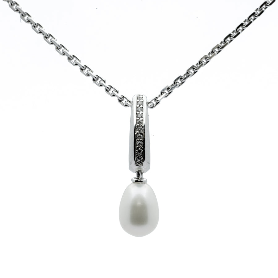 Halskette Anker 45cm Süsswasser Perle